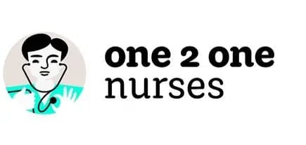One 2 One Nurses logo featuring a male nurse with stethoscope and text
